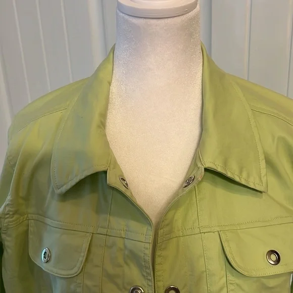 CHRISTOPHER & BANKS Womens green snap up jacket size Large - Picture 3 of 13